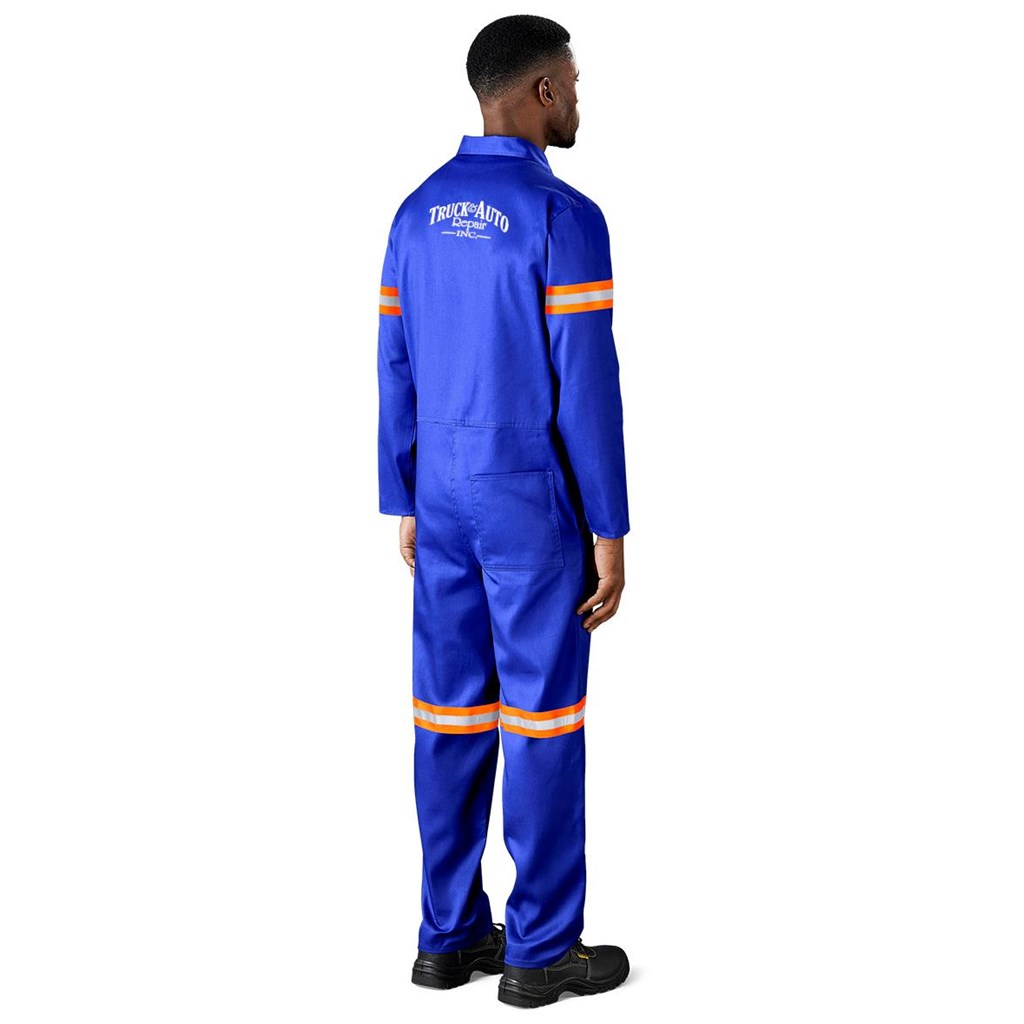 Safety Polycotton Boiler Suit - Reflective Arms & Legs - Orange Tape - Image 2
