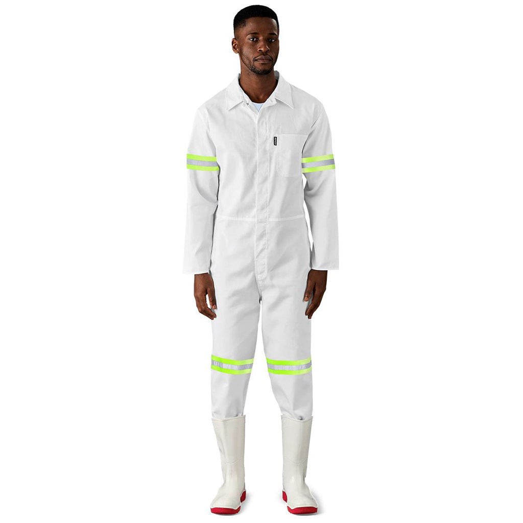 Safety Polycotton Boiler Suit - Reflective Arms Legs & Back - Yellow Tape - Image 3