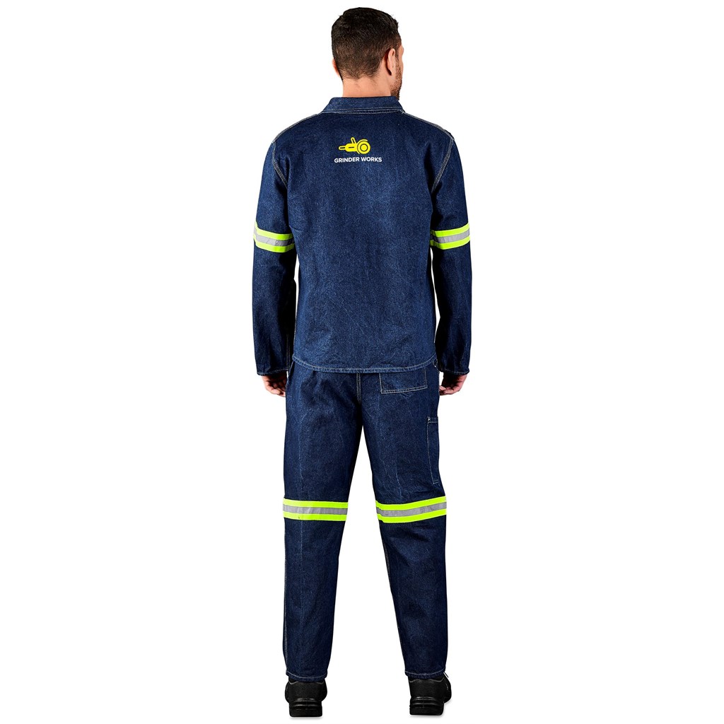 Cast Premium 100% Cotton Denim Jacket - Reflective Arms - Yellow Tape - Image 10