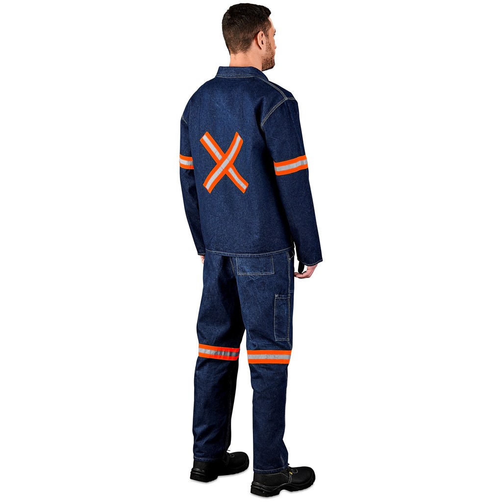 Cast Premium 100% Cotton Denim Jacket - Reflective Arms & Back - Orange Tape - Image 5