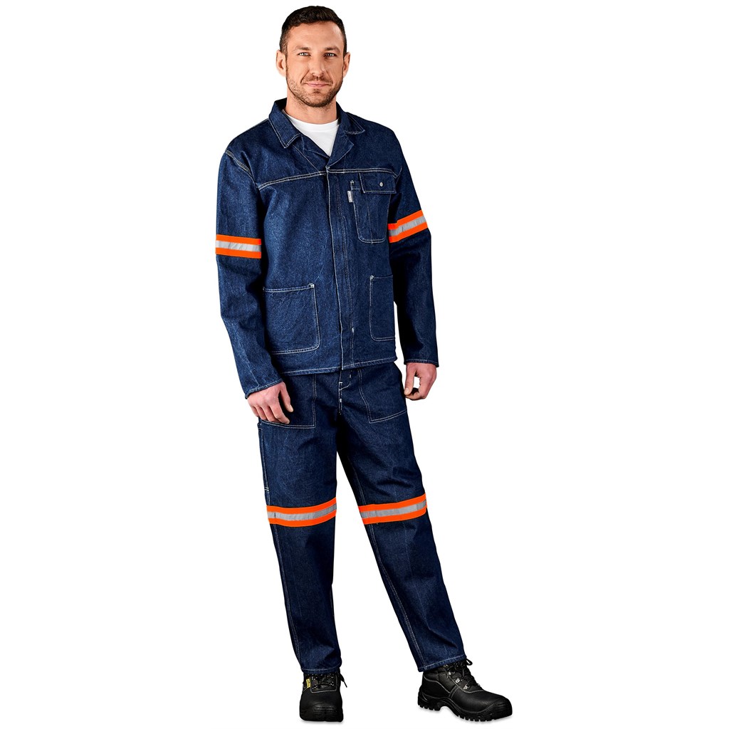 Cast Premium 100% Cotton Denim Pants - Reflective Legs - Orange Tape - Image 4