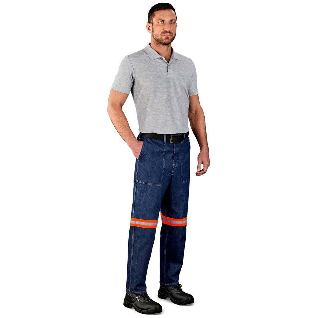 Cast Premium 100% Cotton Denim Pants - Reflective Legs - Orange Tape - Image 7