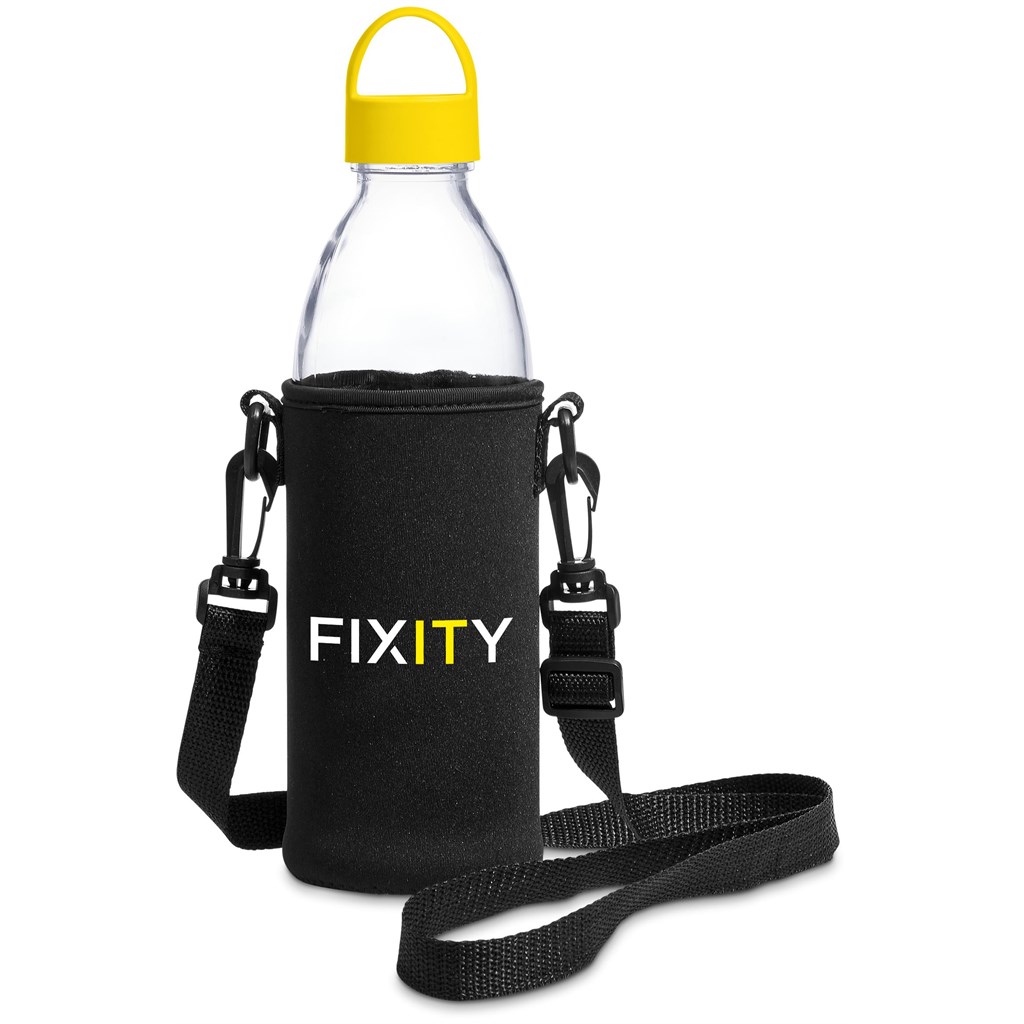 Kooshty Hands-Free Glass Water Bottle – 850ml - Yellow - Image 4
