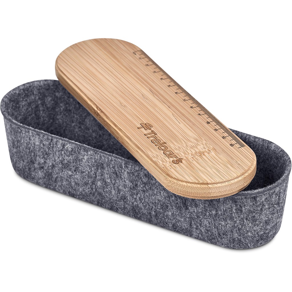Okiyo Byoga Recycled PET Felt & Bamboo Stationery Case - Image 5