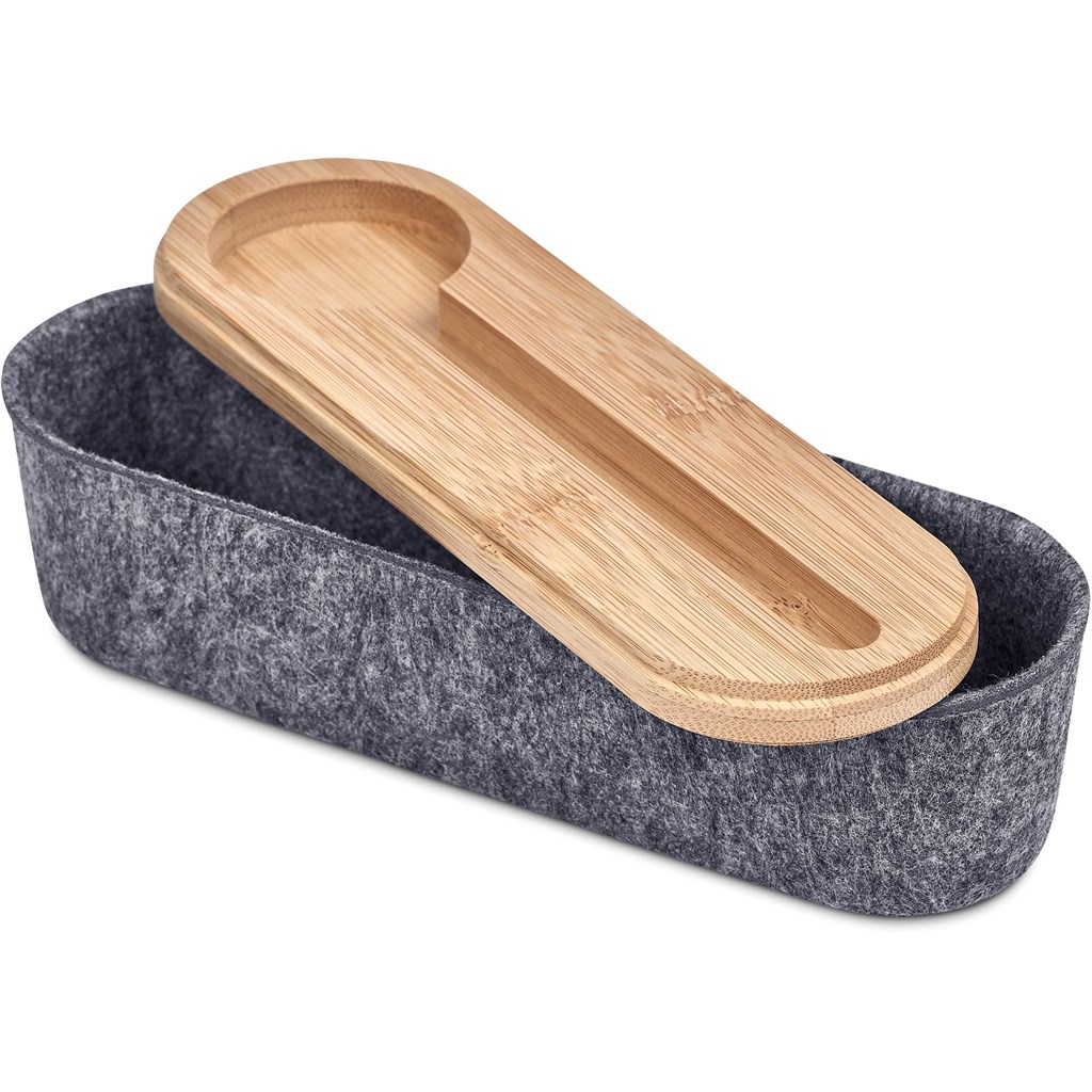 Okiyo Byoga Recycled PET Felt & Bamboo Stationery Case - Image 2