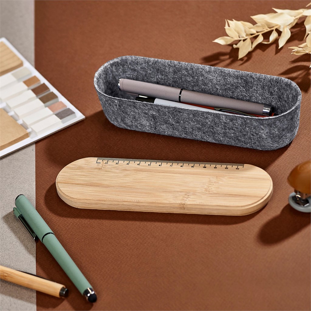 Okiyo Byoga Recycled PET Felt & Bamboo Stationery Case - Image 15