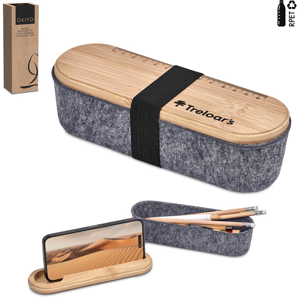 Okiyo Byoga Recycled PET Felt & Bamboo Stationery Case - Image 17
